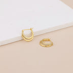 Double Paved Huggie Hoop Earrings E072