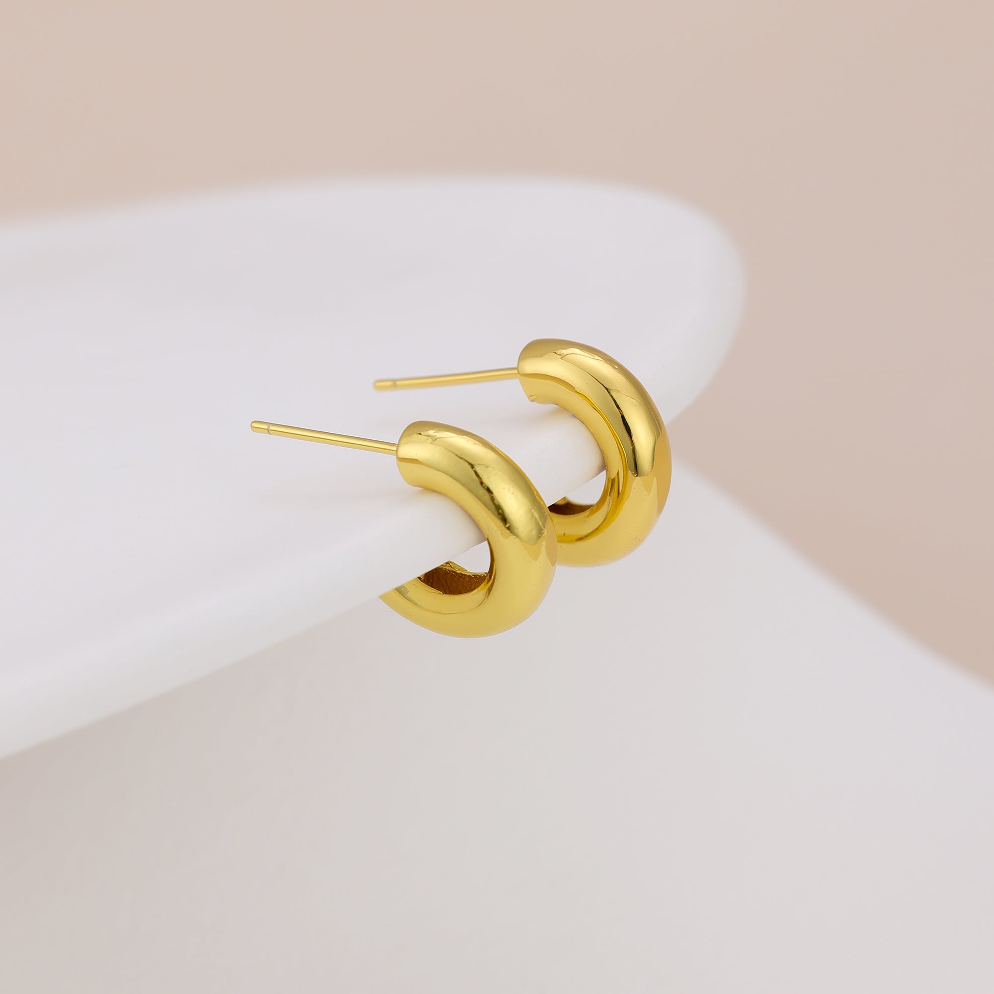Thick Open Huggie Hoop Earrings E063