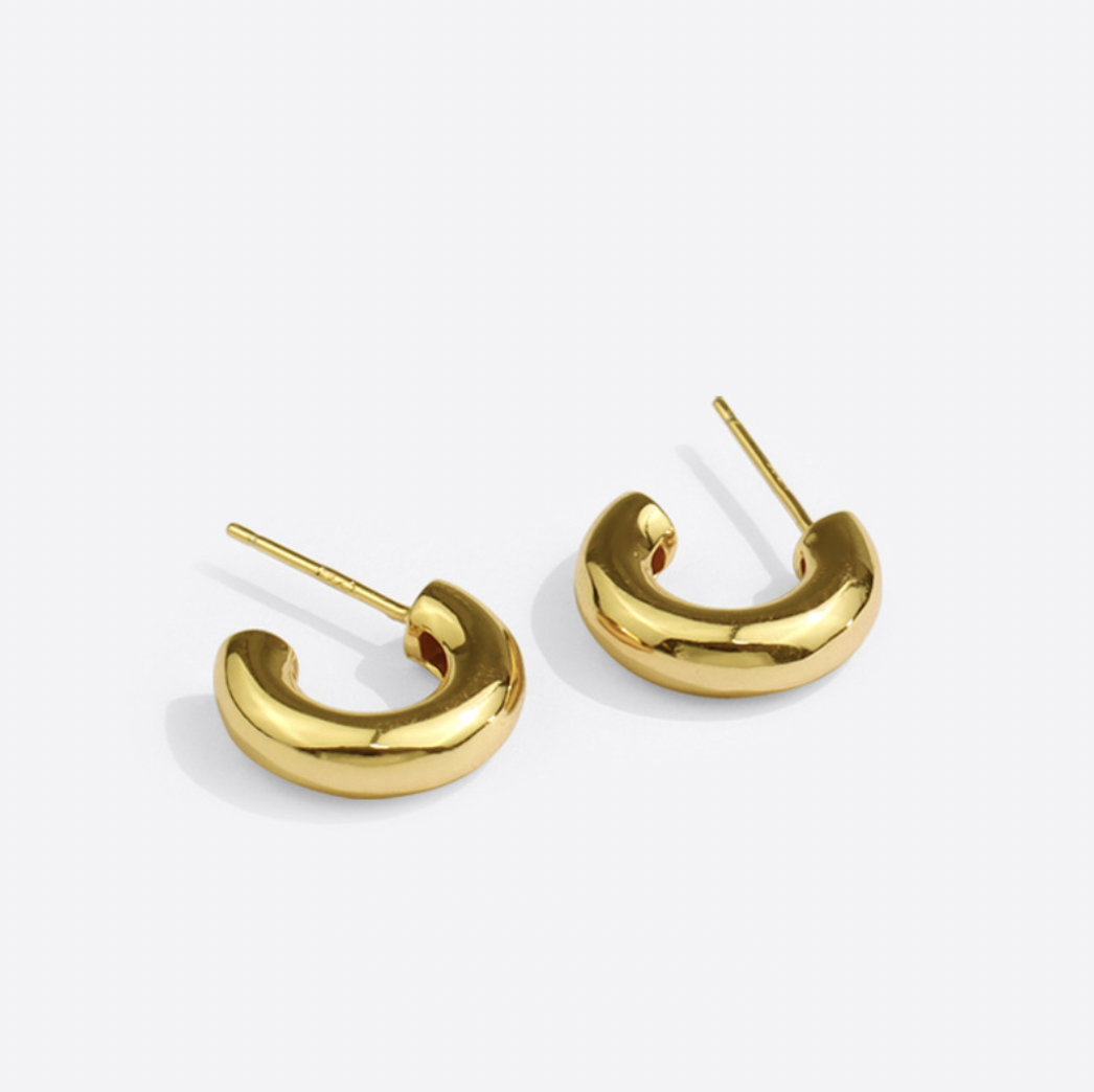 Thick Open Huggie Hoop Earrings E063