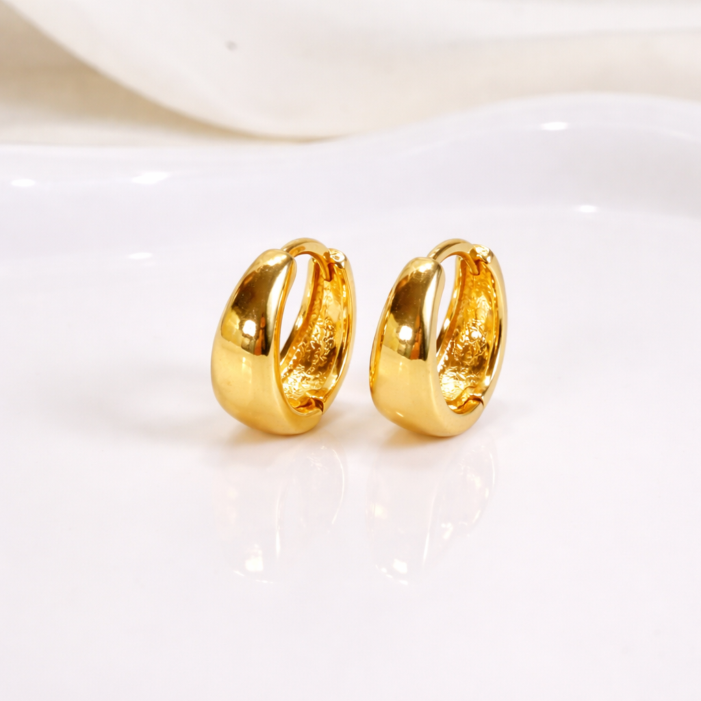 Gold Chunky Huggie Hoop Earrings for Women E177