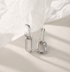 Gold Paperclip Link Drop Earrings Minimalist Jewelry E178