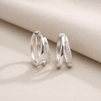 Gold Double Hoop CZ Huggie Hoop Earrings for Women E182
