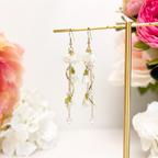 Lily of Valley White Flower Pearl Long Dangle Earrings E189
