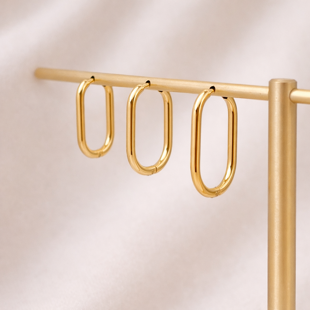 Oval Geometric Hoop Earrings E080