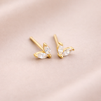 18K Gold Vermeil Marquise Crystal Flower Stud Earrings E100