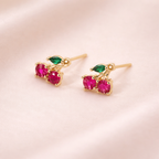 Red & Pink Cherry Crystal Gem Stud Earrings E103