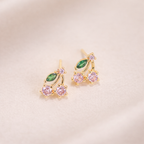 Red & Pink Cherry Crystal Gem Stud Earrings E103