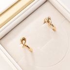Minimalist gold love knot hoop earrings E300