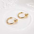 Minimalist gold love knot hoop earrings E300