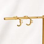 14k gold solitaire crystal open huggie hoop earrings E301