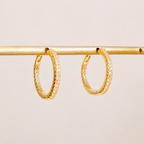 14k gold paved minimalist hoop earrings E302