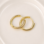 14k gold paved minimalist hoop earrings E302