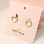14k gold paved minimalist hoop earrings E302
