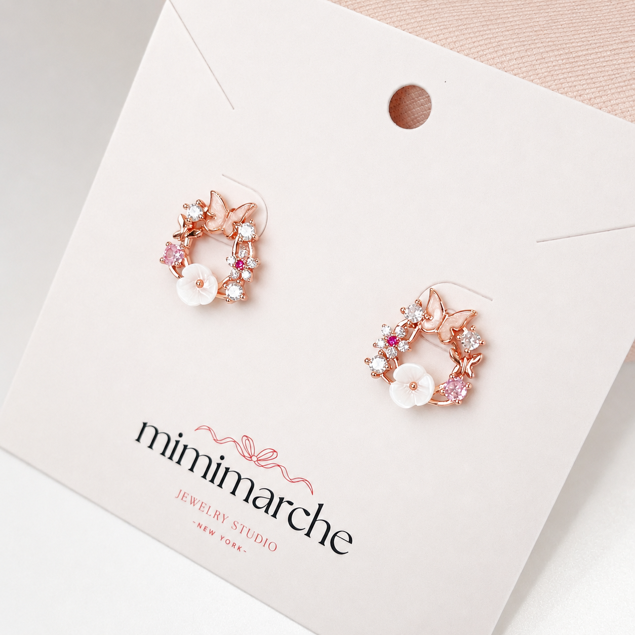 Butterfly & flower wreath dainty cute stud earrings E292