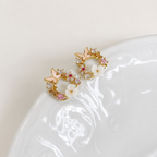 Butterfly & flower wreath dainty cute stud earrings E292