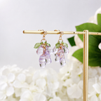 Purple glazed resin grape cluster dangle earrings E294