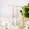 Purple butterfly with crystal dangle earrings E297