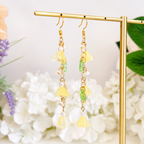 Yellow lily of the valley flower dangle earrings E298
