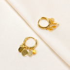 Dainty Gold Disc Charm Huggie Hoop Earrings E232