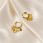 Dainty Gold Disc Charm Huggie Hoop Earrings E232