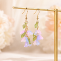 Blue lily of the valley flower dangle drop earrings E235