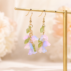 Blue lily of the valley flower dangle drop earrings E235