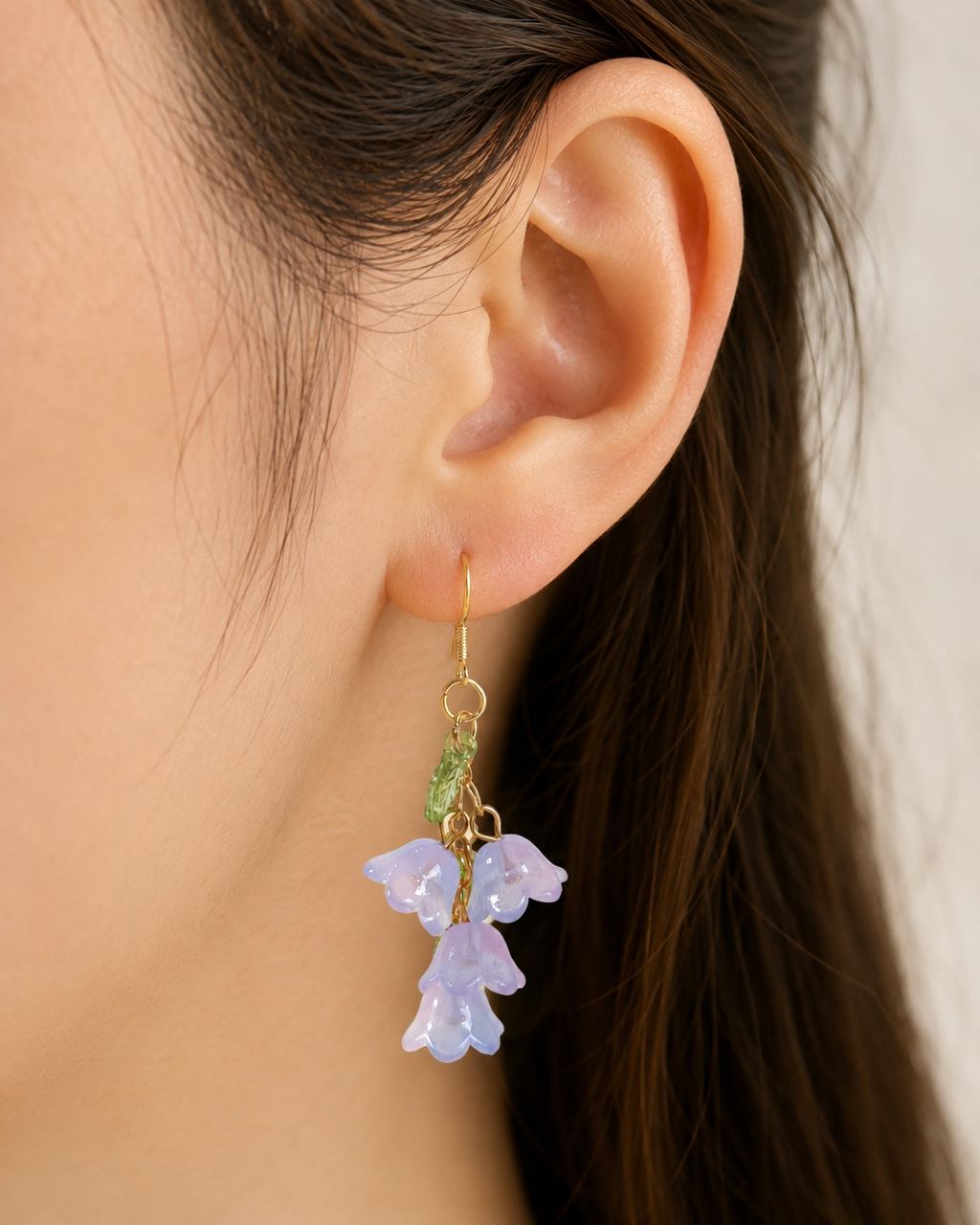 Blue lily of the valley flower dangle drop earrings E235