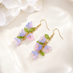 Blue lily of the valley flower dangle drop earrings E235