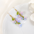 Blue lily of the valley flower dangle drop earrings E235