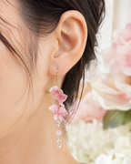 Handmade pink lily of the valley flower dangle drop earrings E236