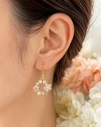 Gardem circle flower wreath dangle drop earrings E239