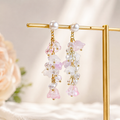 Pink & purple lily of the valley flower dangle earrings E241