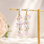 Pink & purple lily of the valley flower dangle earrings E241