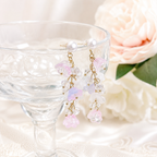 Pink & purple lily of the valley flower dangle earrings E241