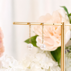 Dainty white bridal pearl dangle earrings E243