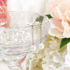 Dainty white bridal pearl dangle earrings E243