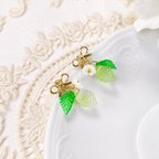 Resin clear green lime & flower dangle earrings E245
