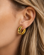 Color gemstone chunky Gold Huggie Hoop Earrings E248