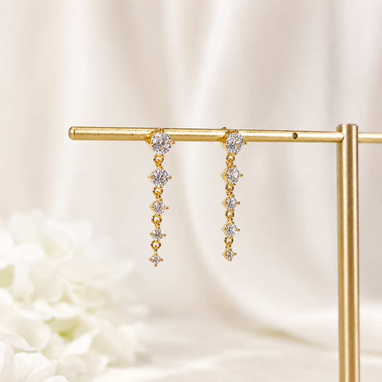 Gold Crystal Rhinestone Drop Dangle Earrings E251