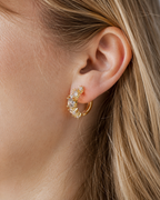 Paved baguette CZ huggie hoop earrings E255