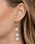 Double white lily of the valley flower dangle earrings E261