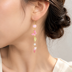 Crystal bead Butterfly Flower Pearl Dangle Earrings E264