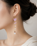 Purple cherry blossom pearl dangle earrings E270