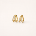 Cubic zirconia paved double huggie hoop earrings E275