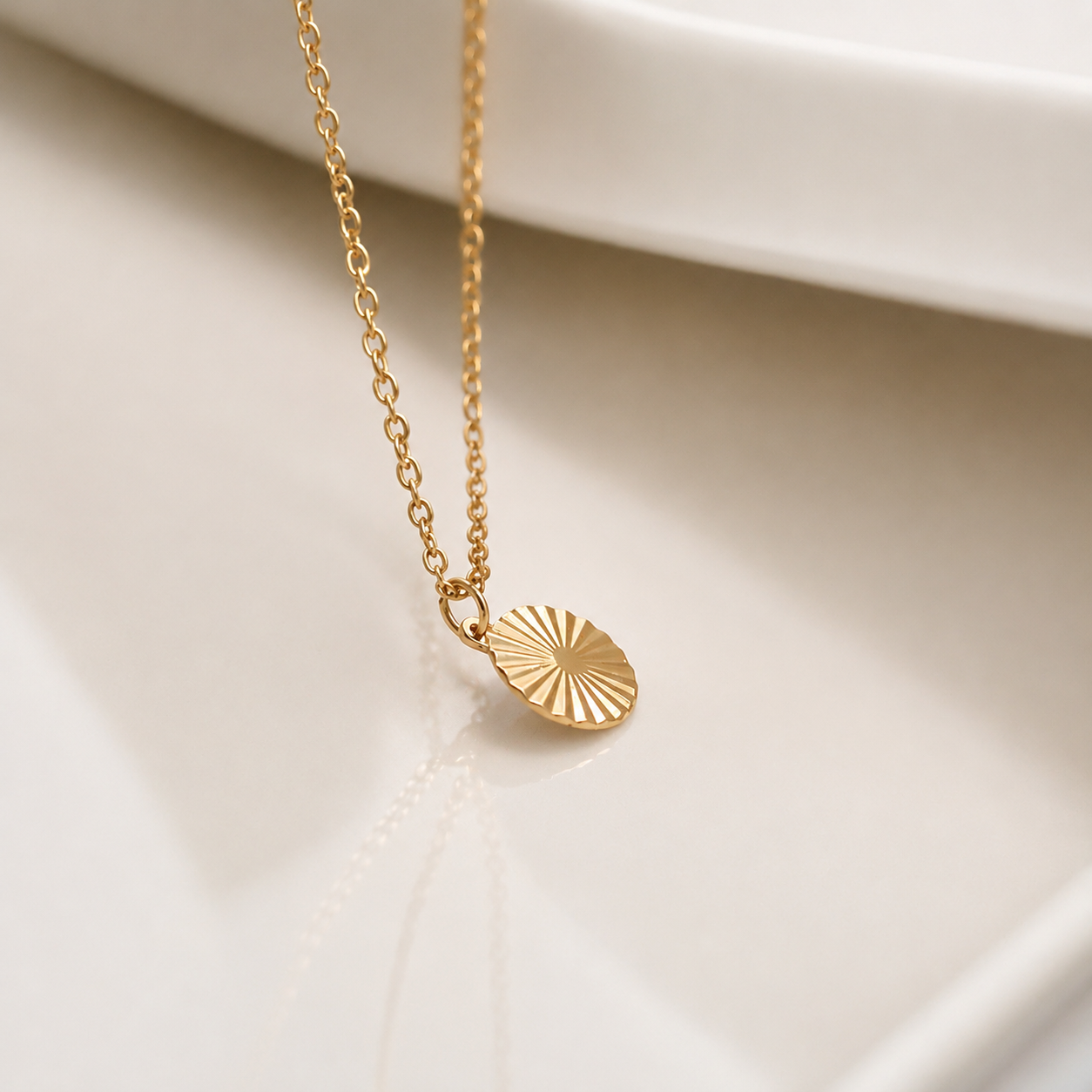 Maggie gold sunburst radiant disc pendant necklace