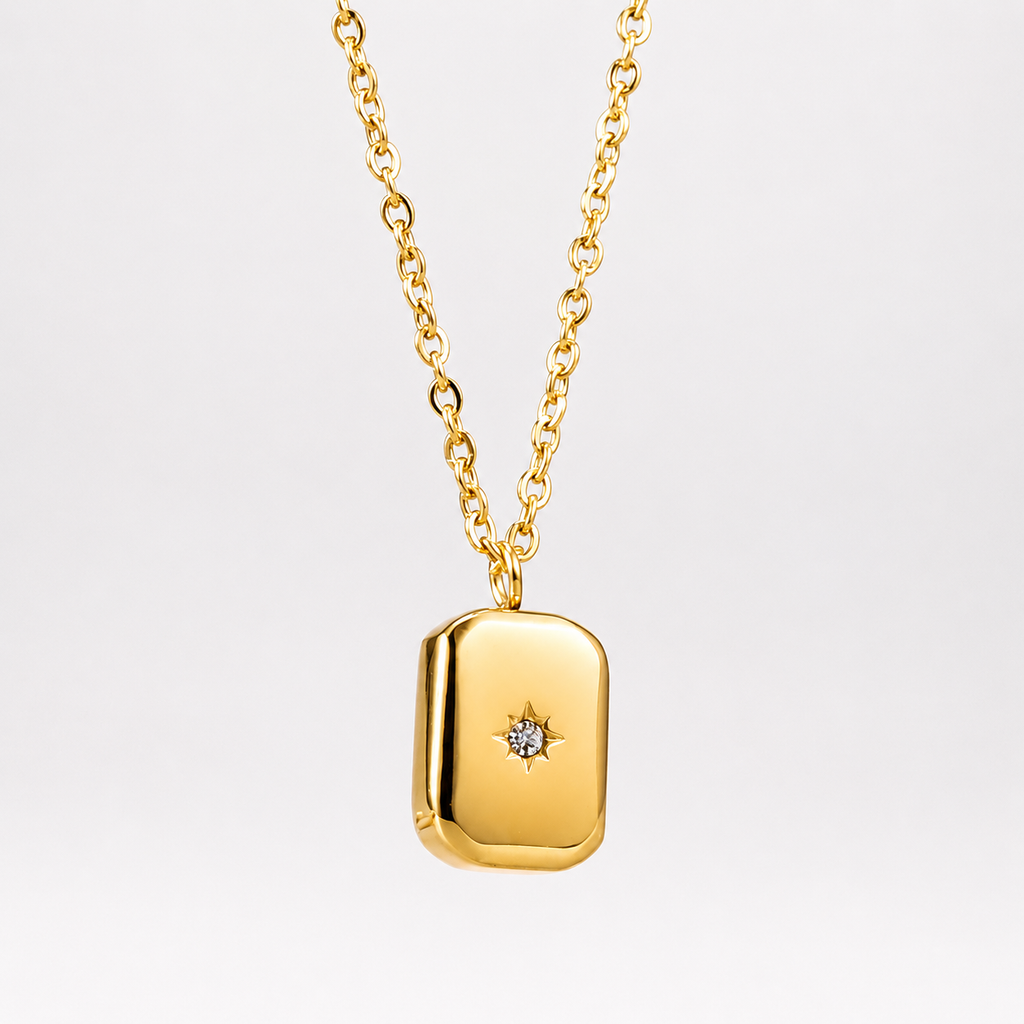 Reese northern star rectangle charm pendant necklace
