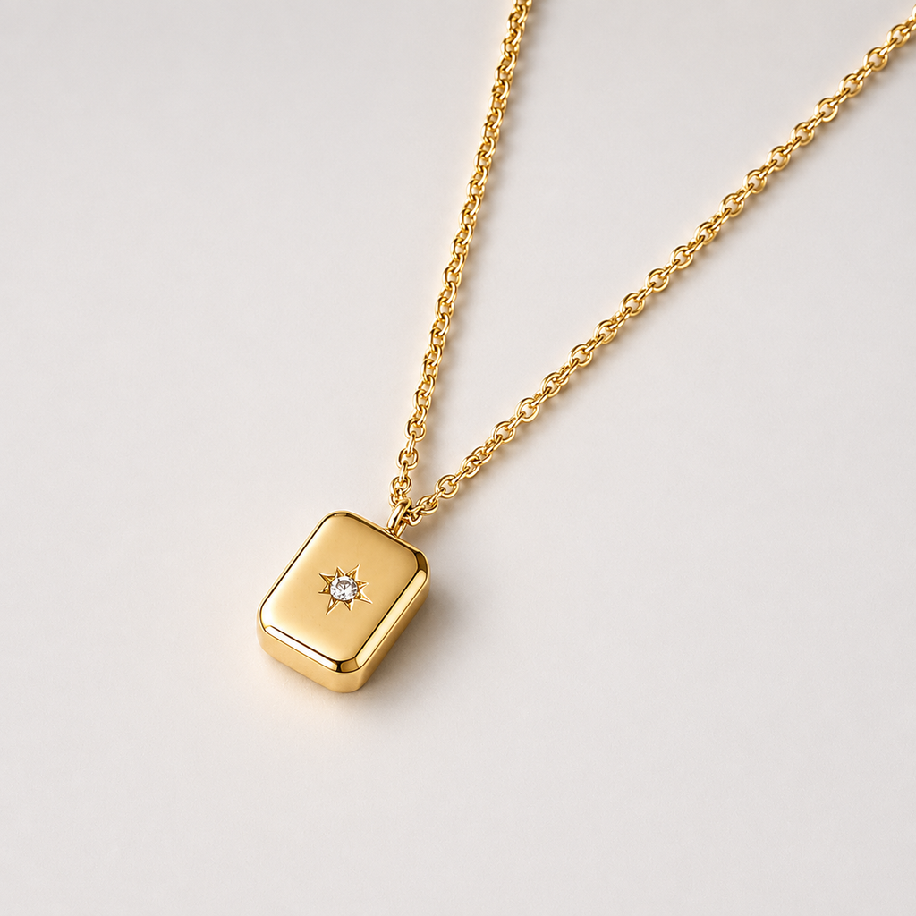 Reese northern star rectangle charm pendant necklace