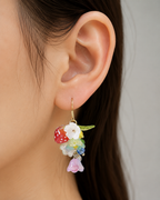 Colorful lily of the valley flower & strawberry dangle earrings E203