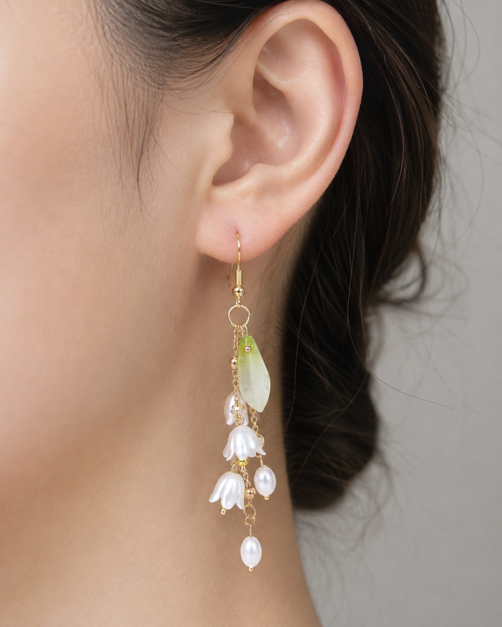 White lily of the valley flower dangle earrings E240