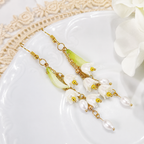 White lily of the valley flower dangle earrings E240